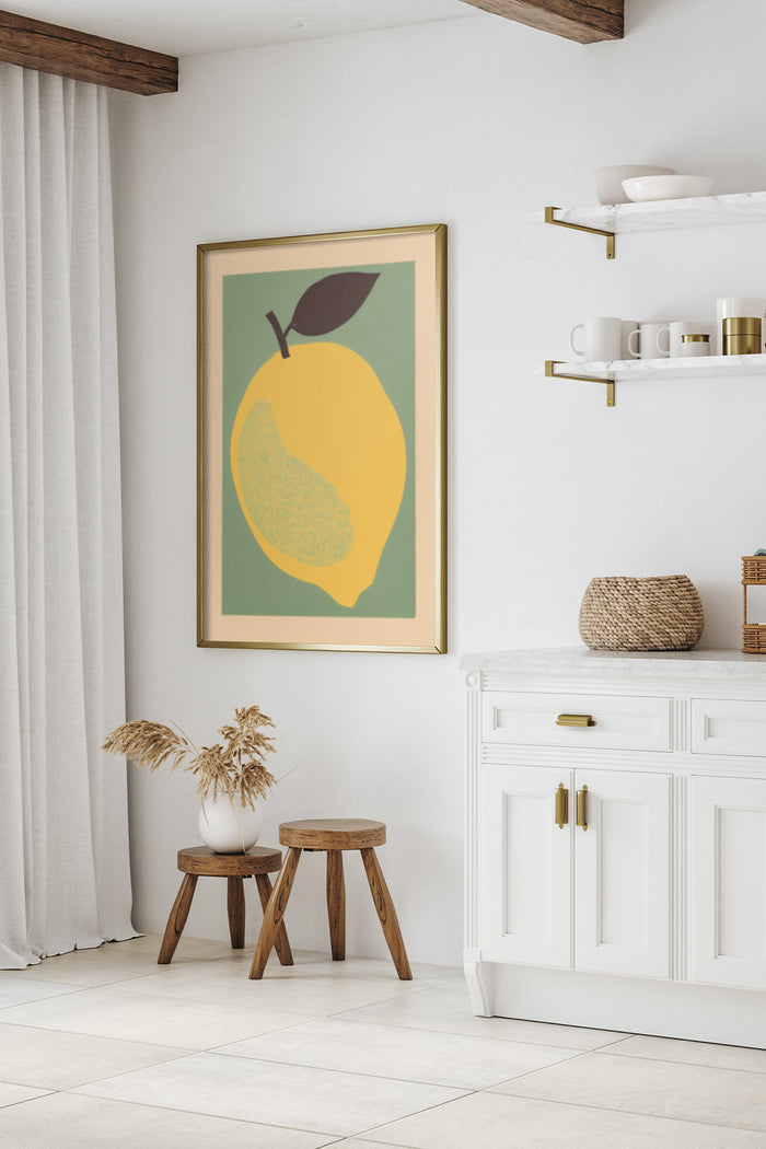 Modern Lemon Artwork Poster in a Stylish Home Interior