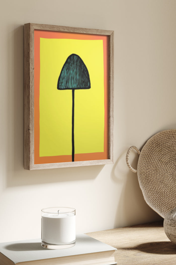 Contemporary minimalist poster with table lamp illustration in framed wall art