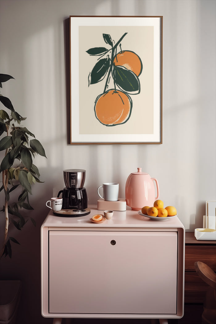 Modern Orange Fruit Art Poster for Kitchen Interior Decoration