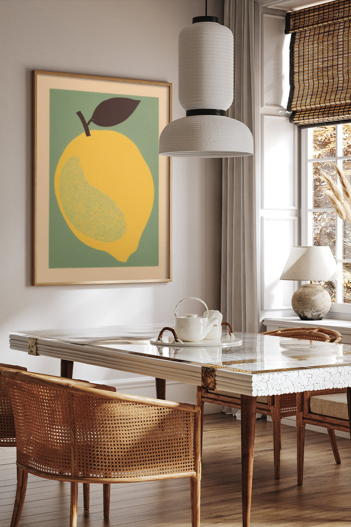 Modern Pear Artwork Poster in Elegant Dining Room Interior Design