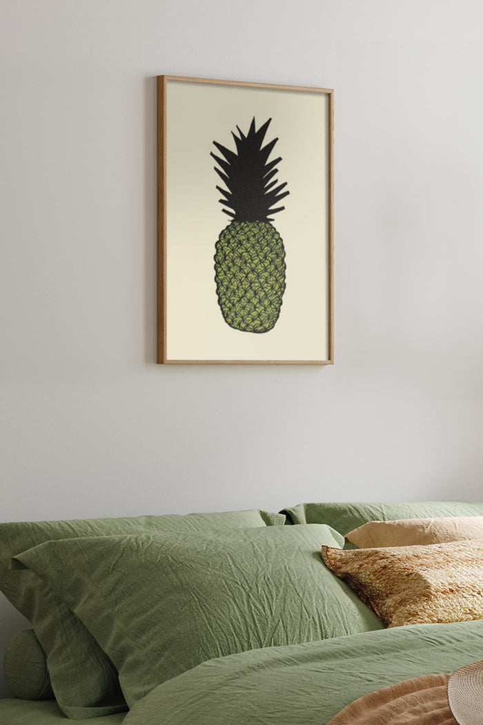 Contemporary Pineapple Artwork Poster in Bedroom Interior