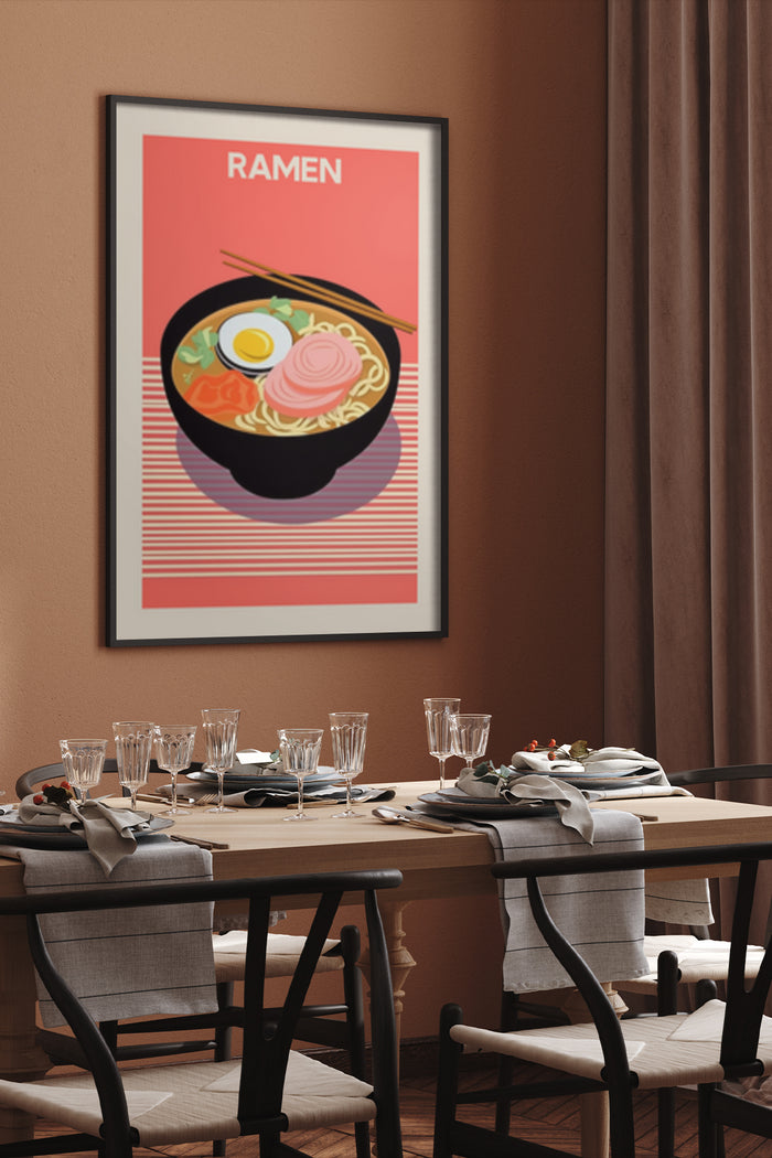 Stylish Ramen Poster Art in Elegant Dining Room Interior