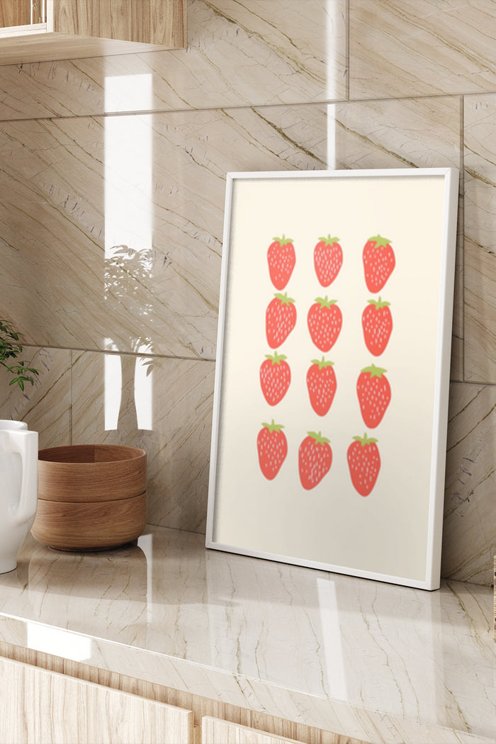 Contemporary Strawberry Poster Art in Modern Interior Setting