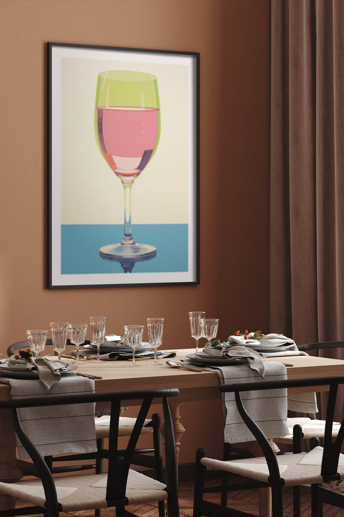 Contemporary Wine Glass Poster in Elegant Dining Room Setting