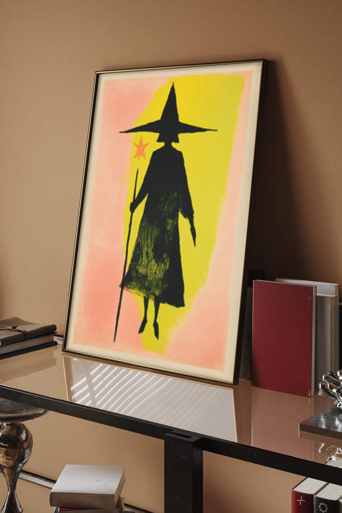 Abstract Modern Witch Silhouette Poster in Stylish Interior