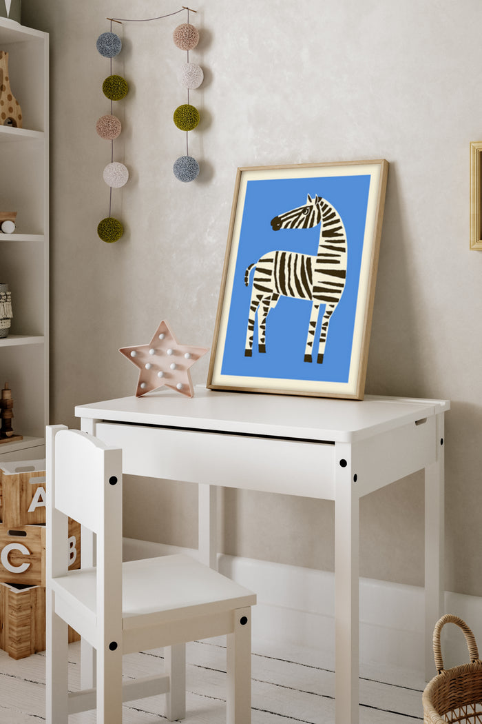 Modern Zebra Art Print in Children's Room Decor Setting