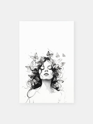 Monochromatic Butterfly Crown Poster