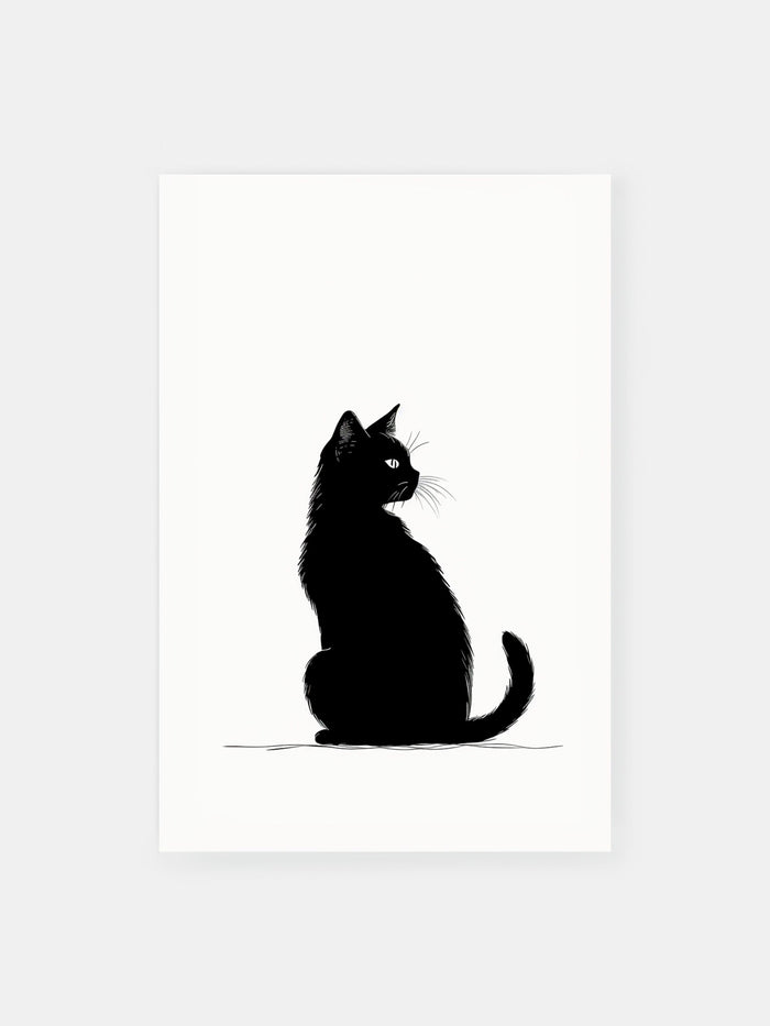 Simple Shadow Cat Monochrome Cat Shadow Poster - Klumo Shop