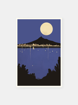Moonlight Blue Noir Lake Poster