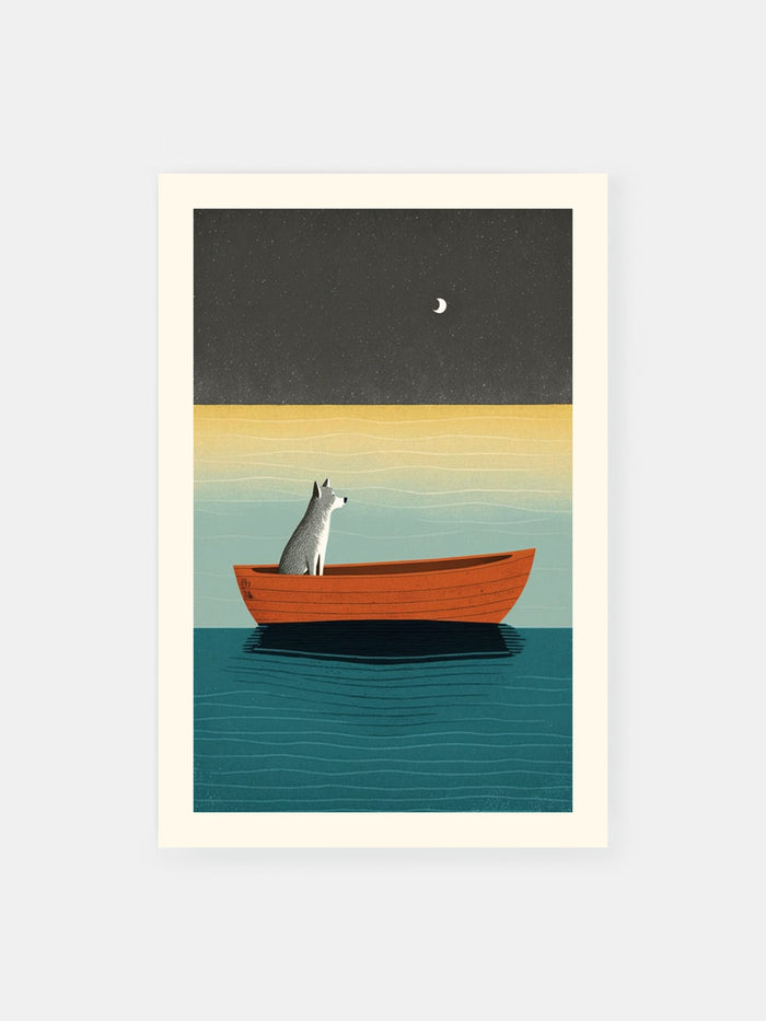 Moonlit Dog Journey Poster