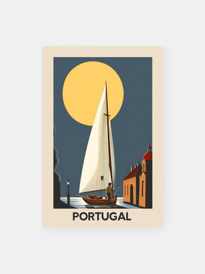 Moonlit Portuguese Seaport Poster