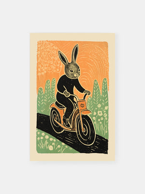Motorbike Woodland Bunny Poster