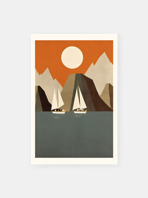 Mountain Lake Sailboats Voyage Poster