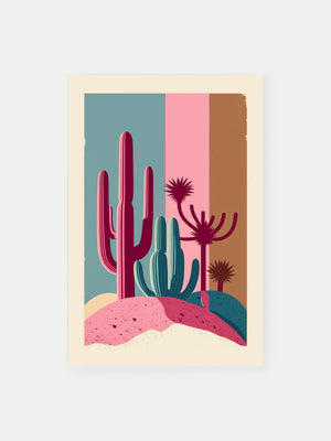 Multicolored Desert Cactus Poster