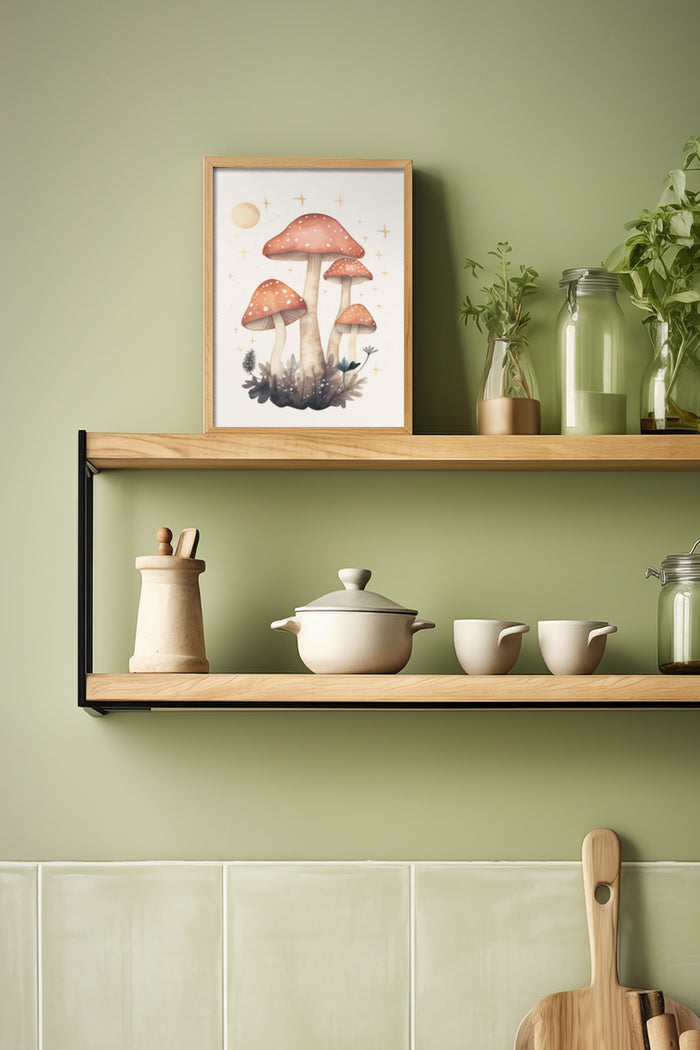 illustrative-poster-of-red-mushrooms-modern-kitchen-wall-art