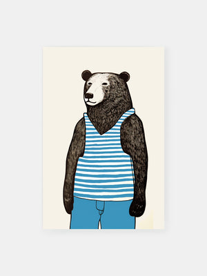 Nautical Brown Bear Poster