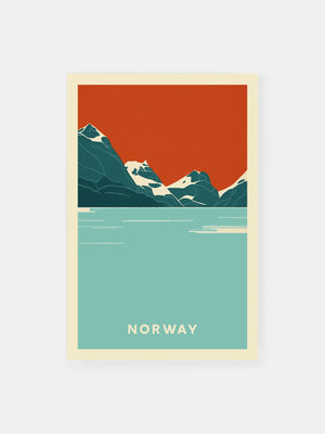 Norwegen Retro-Landschaft Poster