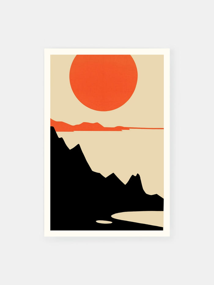 Oceanside Fiery Sunset Poster