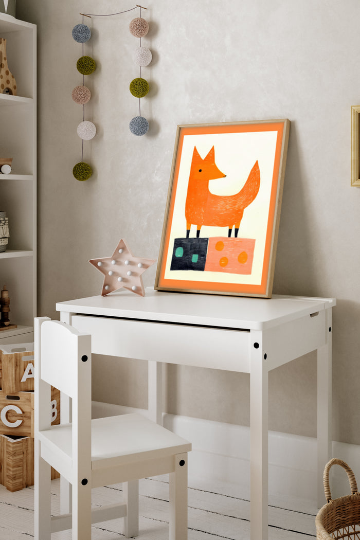 Children's Room Decor with an Orange Fox Illustration Artwork Poster