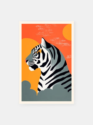 Orange Sunset Tiger Poster