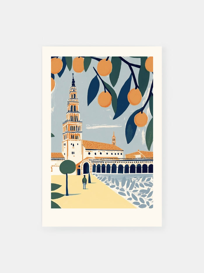 Palace Scene with Fruits Poster