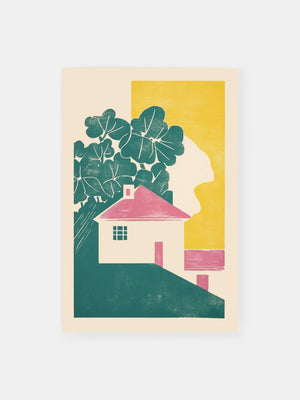 Pastellfarbenes körniges Cottage Poster