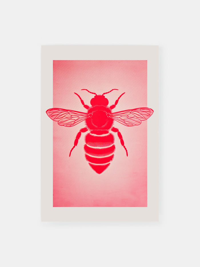 Pink Bee Silhouette Poster