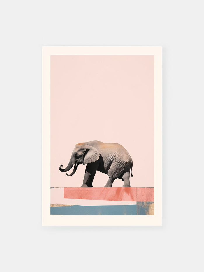 Pink Elephant Portrait Poster