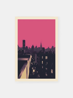 Pink Skyline Cityscape Poster