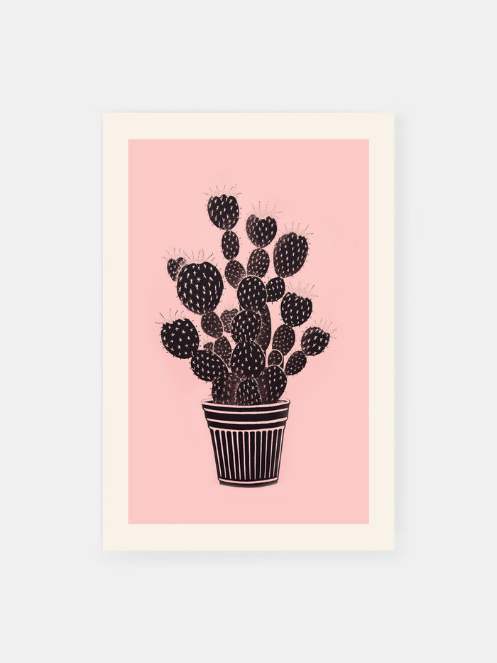 Stacheliger Noir Kaktus Poster
