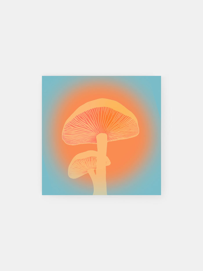 Psychedelic Orange Mushrooms Poster