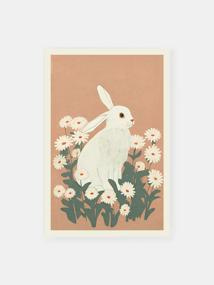 Rabbit Daisy Delight Poster