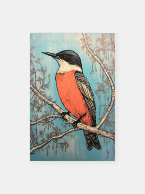 Red-Black Feather Bird Poster
