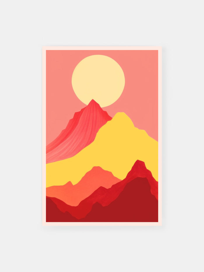 Red Sunset Mountain Peaks Poster