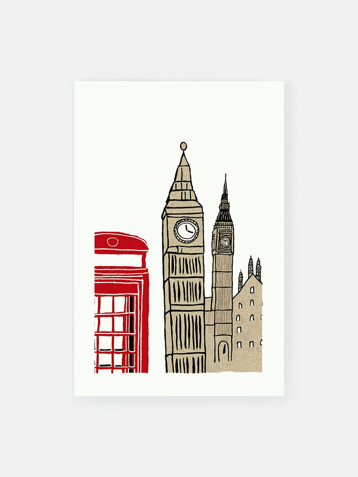 Red Telephone Box London Poster