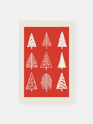Red Winter Forest Poster