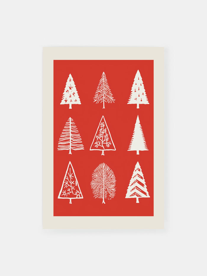 Red Winter Forest Poster