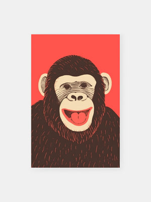 Retro Brown Monkey Poster