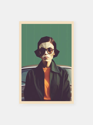 Retro Geometric Woman Portrait Poster