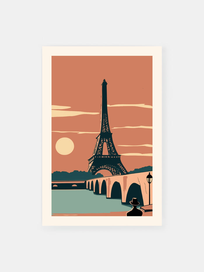 Retro Paris Sunset Poster
