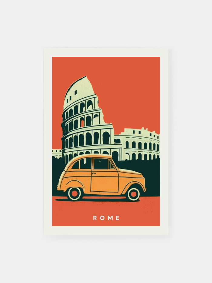 Retro Roman Car Ride Poster