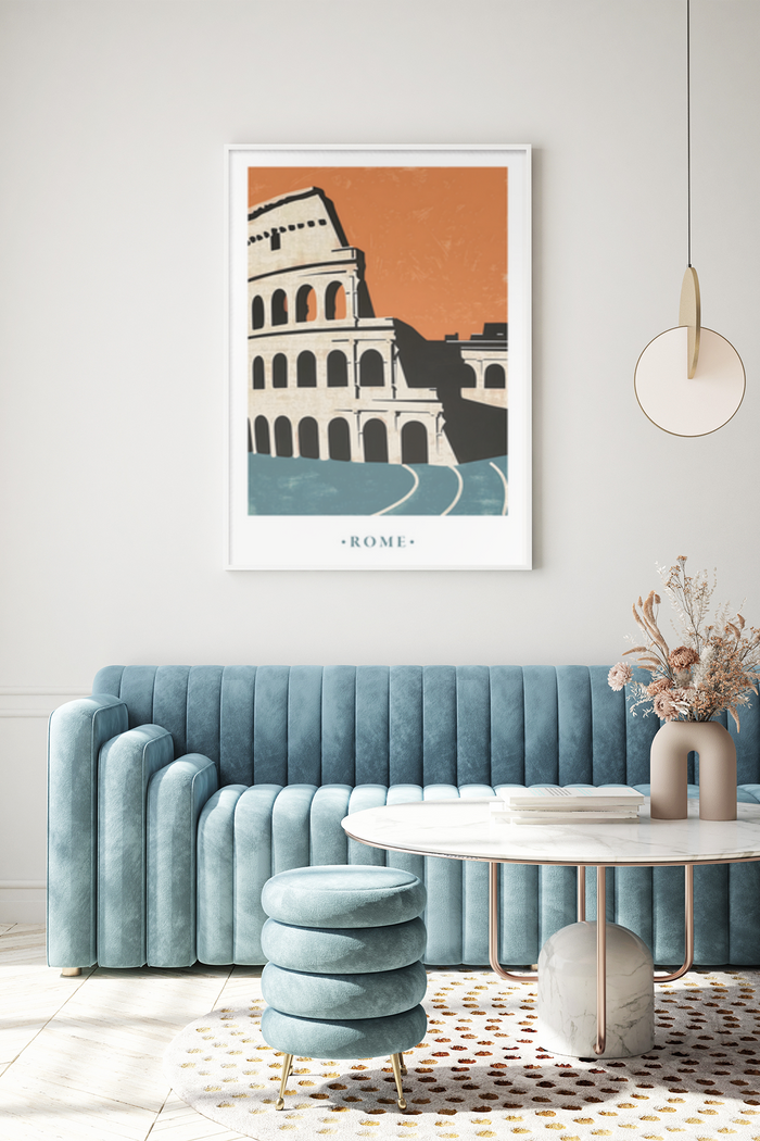 Visit Rame Poster Rome Colosseum Italy Travel Poster - Klumo Shop
