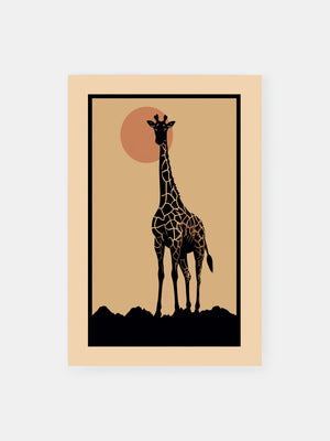 Silhouette Sunset Giraffe Poster
