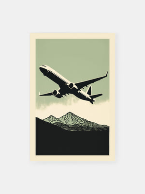 Silver Jet Mountain Flight Poster