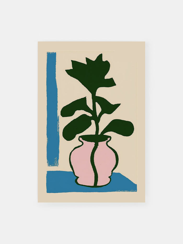 Simple Plant In Pink Vase Poster