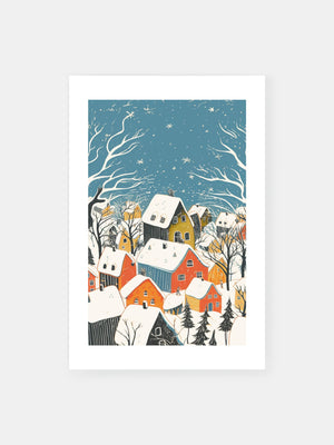 Verschneites Dorf Poster