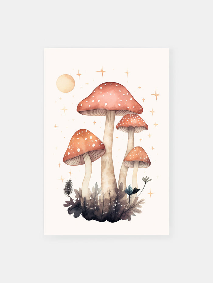Starry Mushroom Dusk Poster