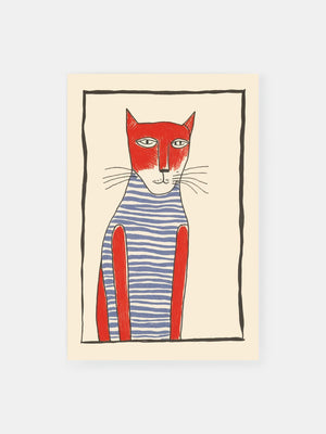 Striped Shirt Cat Poster