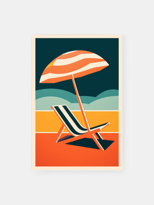 Summertime Beach Striped Chair Poster