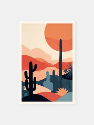 Sunrise Cactus Desert Poster